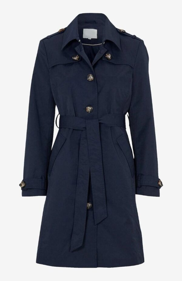 Trench coat with belt and pockets in blue color