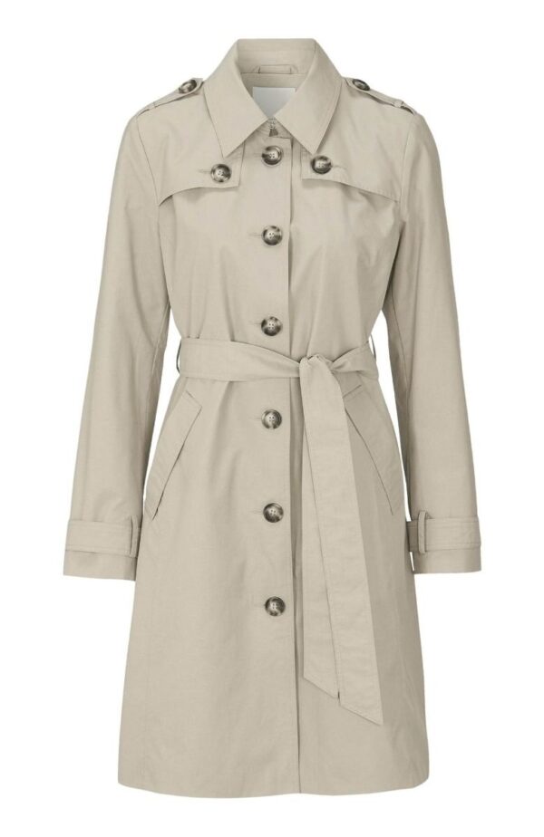 Trench coat with belt and pockets in beige color