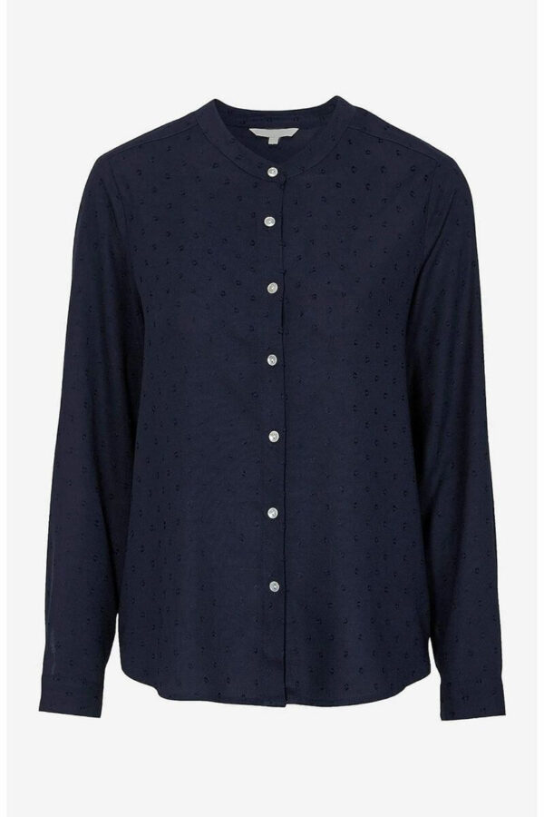 Shirt with embroidery designs in dark blue color